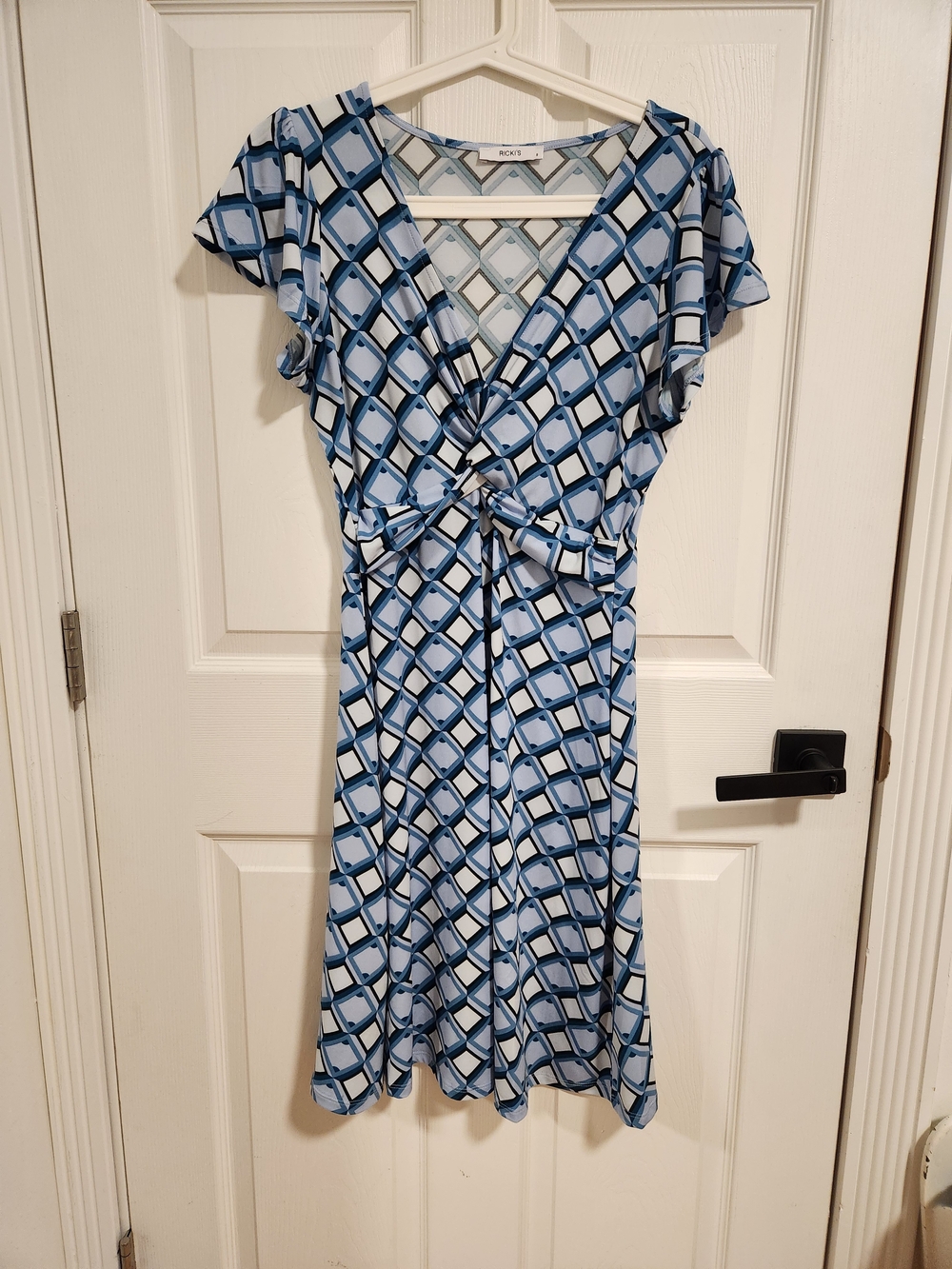 Ricki's Blue Geometric Knot-Front Midi Dress